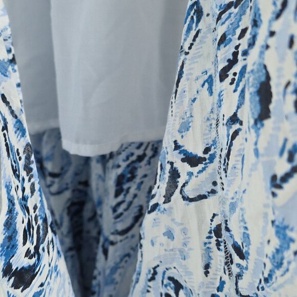 CUPIO | Smocked Maxi Skirt citton White Blue Sz SMALL - Picture 4 of 5